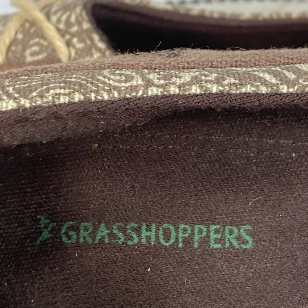 Grasshoppers Peep Toe Espadrille Wedge Shoes Women 8 Brown Comfort Slip On Heels - Picture 12 of 12